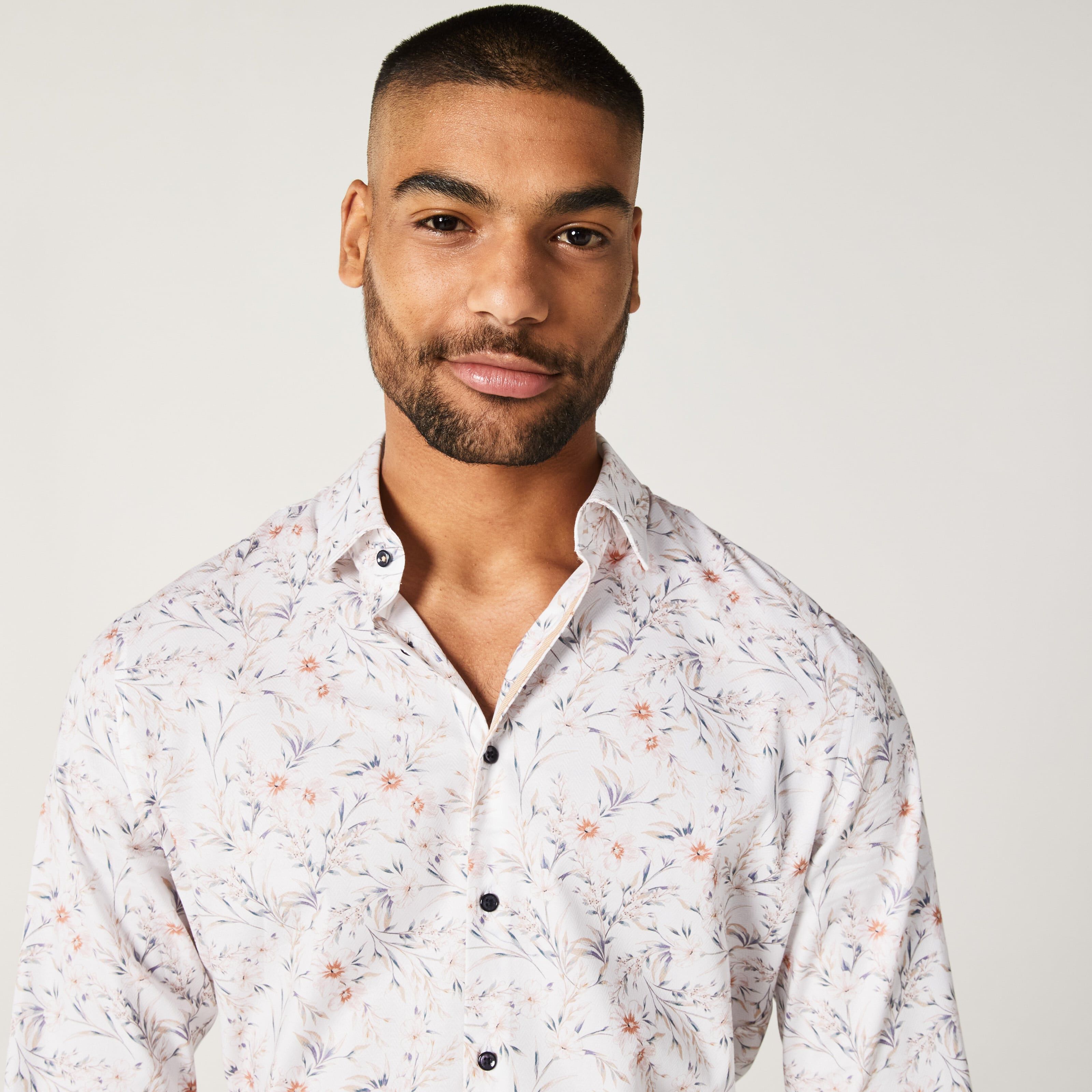 White patterned dress shirt online